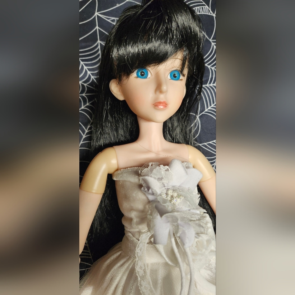 1/3 Scale - BJD - Ball Jointed Doll Black Wig, White Dress, Red Shoes